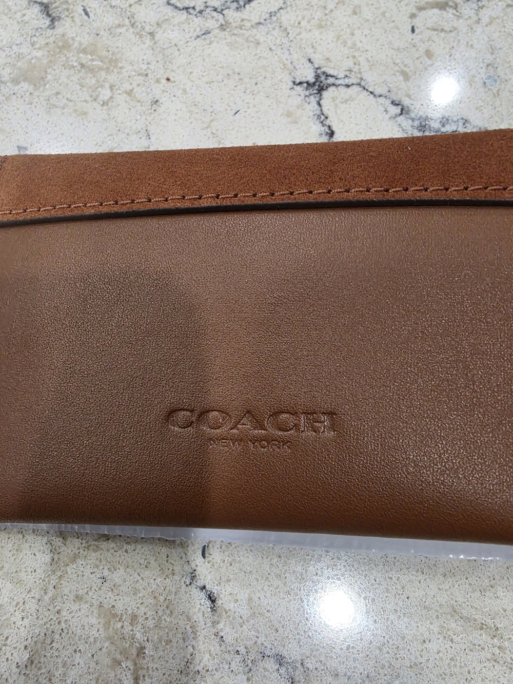 Coach Leather Card Holder Wallet in Saddle Brown